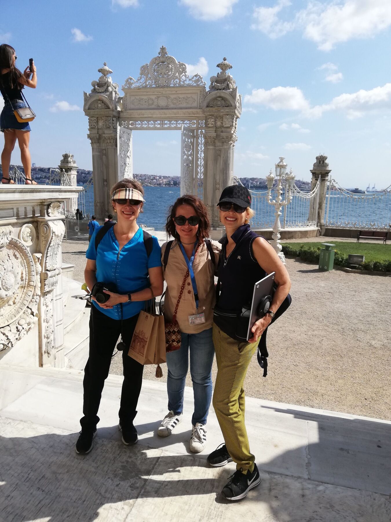 Dilek Orubegarcia with guests at Dolmabahce Palace beside the Bosphorus