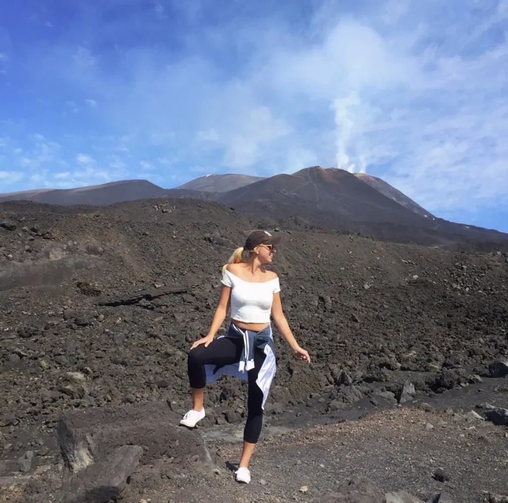 Danielle Nemesio on the volcanic slopes of Mount Etna in Sicily