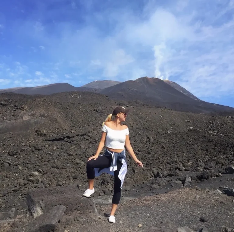 Danielle Nemesio on the volcanic slopes of Mount Etna in Sicily