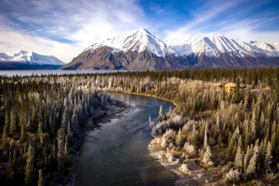 Kathleen Lake and mountains in the Yukon