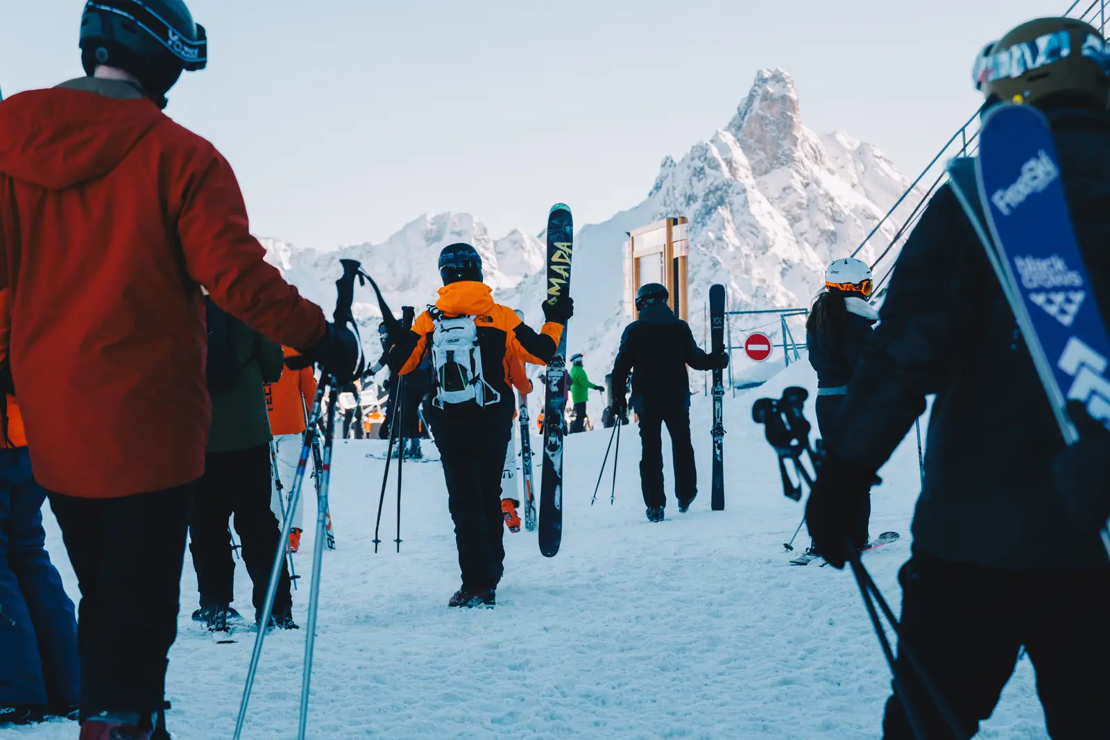 A group of skiers ready to explore the mountain